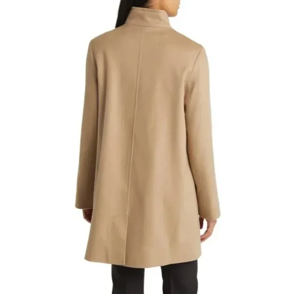 🆕FLEURETTE Dawn Wool Stand Collar Car Coat Camel Tan 10 - Picture 4 of 16